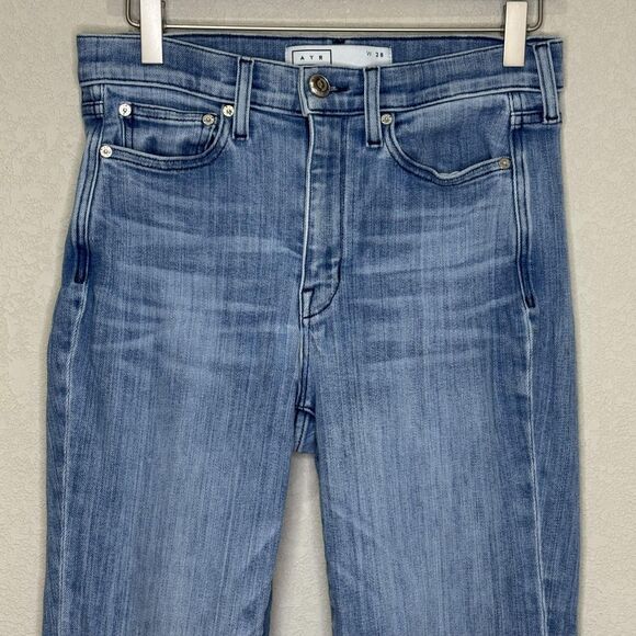AYR Jeans The Pop 28 Blue Light Wash High Rise Straight Stretch Denim USA Made - Picture 4 of 10